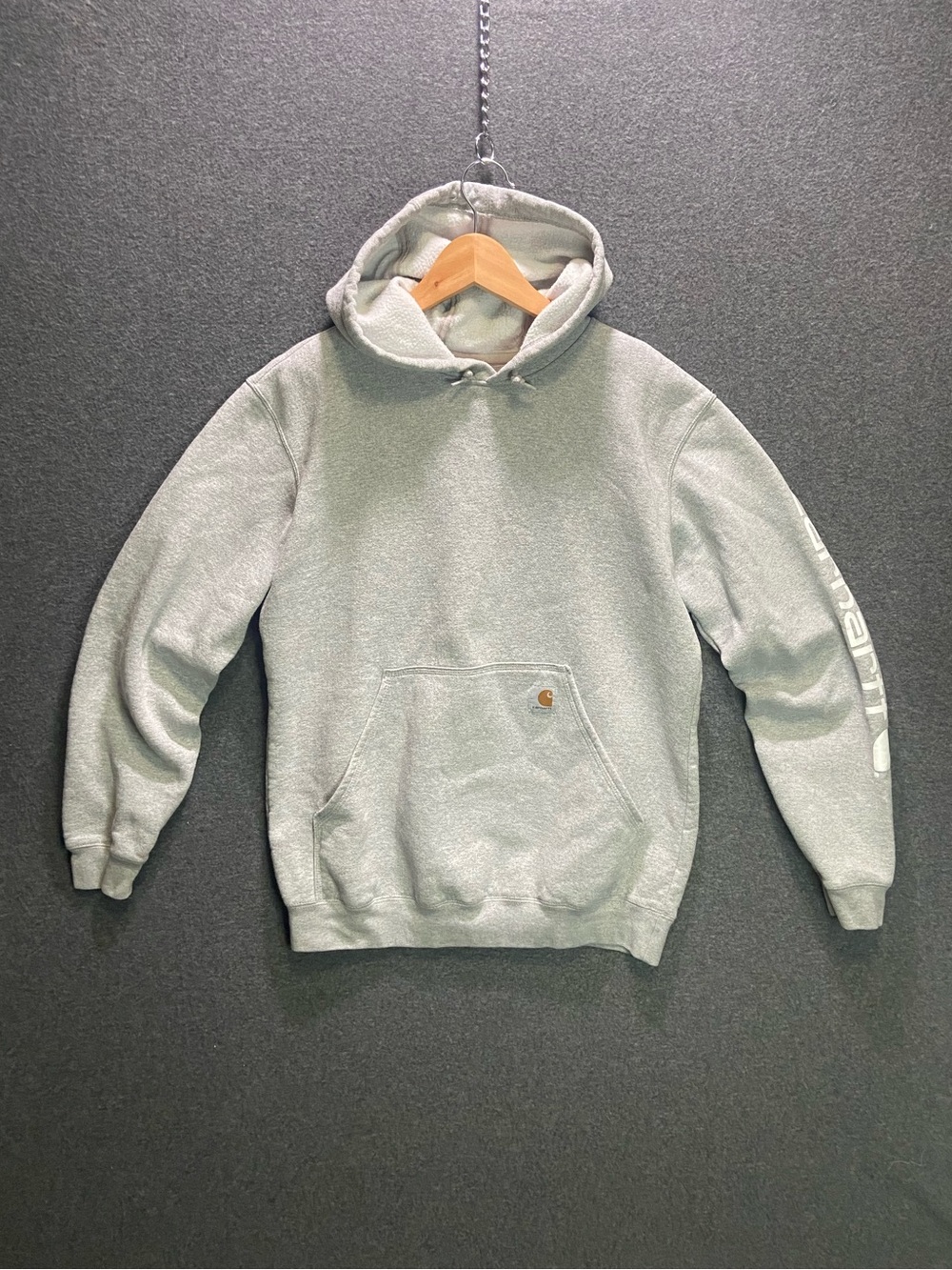 🔥 CARHARTT Sleeve Logo Hoodie Heather Grey K288 Mens Medium Original Fit